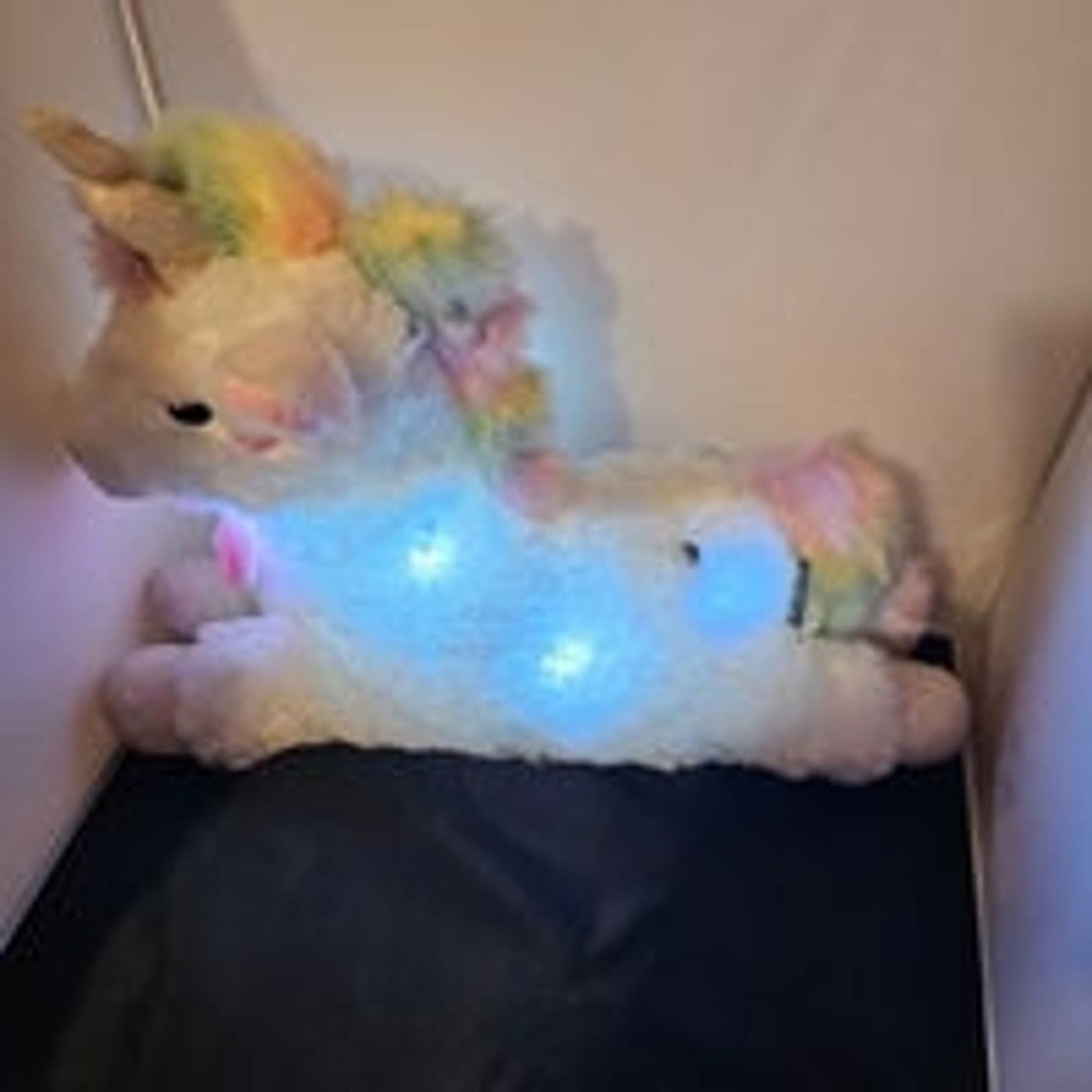 FAO Schwarz 15” Unicorn Plush Stuffed Animal with LED Lights and Sound,  B